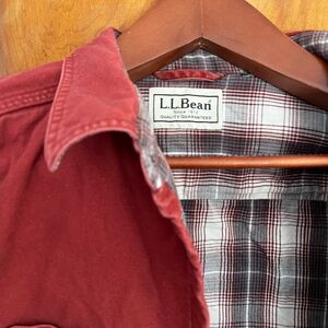 L.L. Bean Burgundy and Plaid Shirt